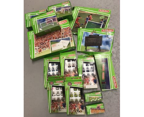 A collection of vintage boxed Subbuteo football teams &amp; accessories. Comprising: #410 Brazil, #681 Germany, #719 England,