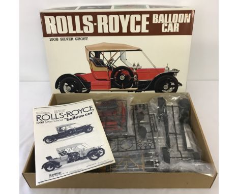 A boxed Rolls-Royce Balloon car 1908 Silver Ghost model kit by Bandai. 1:16 scale. All in original packaging with instruction