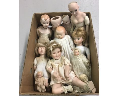 A collection of modern soft body ceramic dolls ready for hair and dressing. Together with 3 modern ceramic dolls.
