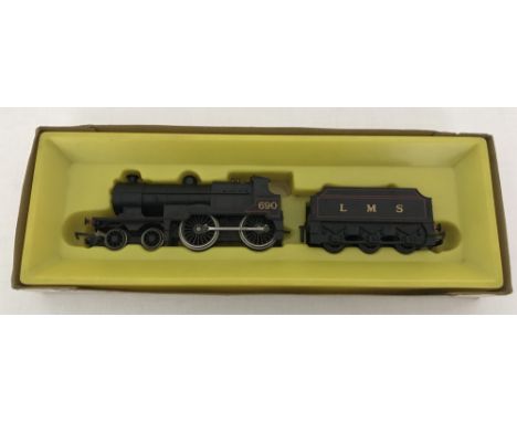 A part boxed Hornby OO gauge R450 - LMS Black class 2P Fowler 690 loco with tender.