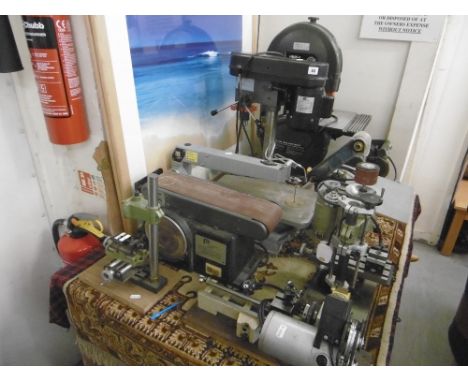 QTY OF ELECTRICAL TOOL ETC. INC. DRILLS, TWO BAND SAWS, SANDERS A