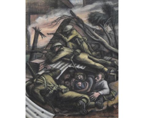 λ ALAN SORRELL (BRITISH 1904-1974)TRENCH WARFAREPastel Signed and dated '44 (lower right)45 x 37cm (17½ x 14½ in.)With a furt