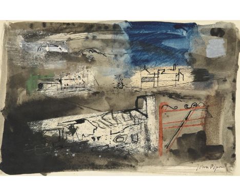 λ JOHN PIPER (BRITISH 1903-1992)THE GATE, PEMBROKESHIREInk, crayon and watercolour Signed (lower right) 19 x 28.5cm (7¼ x 11 