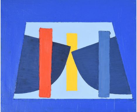 λ TERRY FROST (BRITISH 1915-2003)UNTITLED (BLUE, YELLOW AND RED)  Acrylic on canvasSigned, inscribed Newlyn and dated Aug 80 