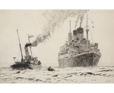 NORMAN WILKINSON (1878-1971), THE LONDON PILOT AND TRAWLERS, two etchings, each signed in pencil in the margin and one titled