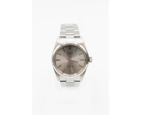 A GENTLEMAN'S STEEL ROLEX OYSTER BRACELET WATCH. Circular silver dial with baton index signed Rolex Oyster Precision, fitted 