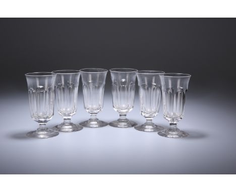 A SET OF SIX 19TH CENTURY SLICE-CUT PORT GLASSES, with polished pontils. 11.5cmGood condition.