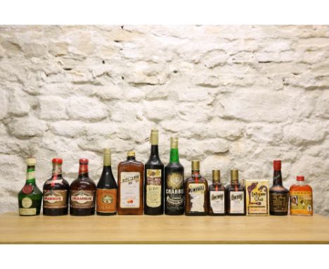 13 BOTTLES MIXED LOT INCLUDING LITRE, BOTTLES, HALF BOTTLES AND FLASK ASSORTED FINE LIQUEURS AND OTHERS comprising : 2 bottle