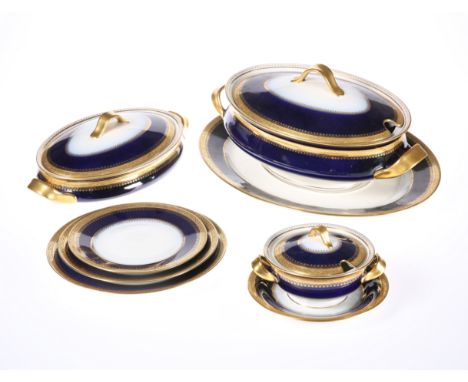 A HANDSOME AND EXTENSIVE LIMOGES COBALT BLUE AND GILT DINNER AND COFFEE SERVICE, c. 1900, Theodore Haviland and A. Pillivuyt 