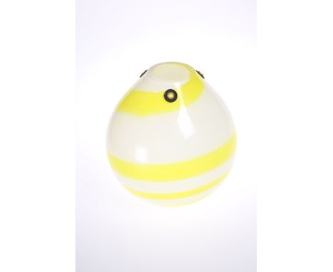 ANU MOSER FOR LOUIS POULSEN, A MOSER PENDANT LIGHT, &nbsp;the opaque white glass with a yellow swirl, in original box with fi