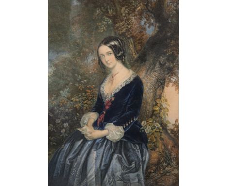 GEORGE BAXTER (1804-1867) (AFTER FANNY CORBAUX 1812-1833), THE DAY BEFORE MARRIAGE, colour print depicting a woman, in a blue