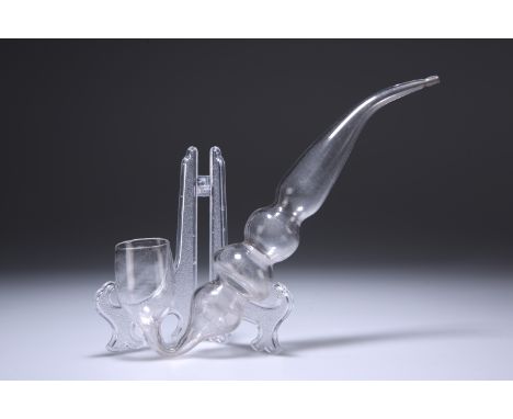 A VICTORIAN GLASS PIPE, with tapering and bulbous stem. 23.5cm