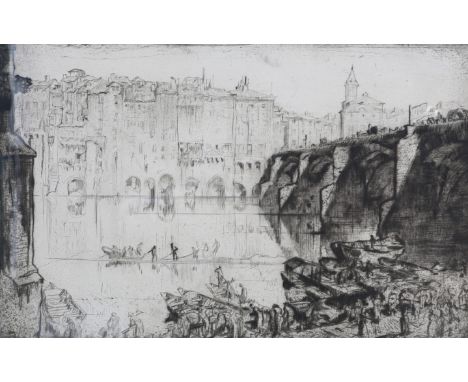 SIR FRANK BRANGWYN (1867-1956), ALBI, ITALY, pencil signed in the margin, etching, framed. 39cm by 59cm