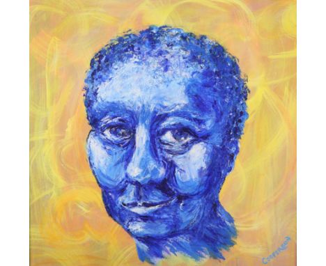 *** COOPERSON (CONTEMPORARY), SELF PORTRAIT, signed lower right, oil on canvas, framed. 49cm by 49cm
