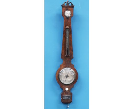 AN EARLY 19TH CENTURY FLAME MAHOGANY BAROMETER, SIGNED B. PORRI, SKIPTON, with silvered 6-inch dial. 98cm