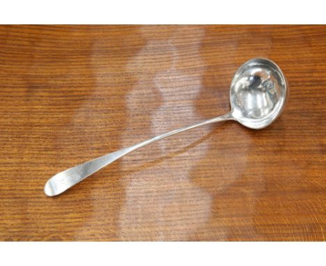 A GEORGE III SCOTTISH SILVER LADLE, FRANCIS HOWDEN, EDINBURGH 1800, Old English pattern, engraved with an H. 5.9 troy ounces,