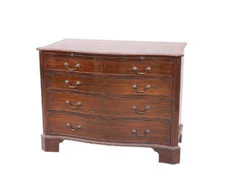 A GEORGE III STYLE MAHOGANY SERPENTINE CHEST OF DRAWERS, 19TH CENTURY, the moulded top above a slide over four long graduated
