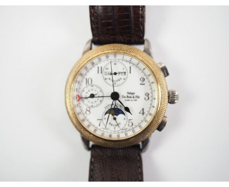 Philippe Du Bois &amp;amp; Fils, Le Chronographe. Chronograph, Automatik, 925er/ Sterling-Silber mit 750er/ 14 kt. Goldlünett