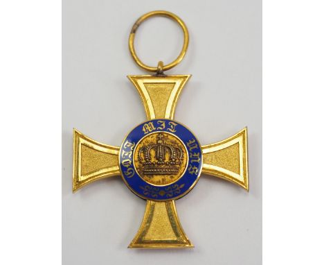 Preussen: Kronenorden, 3. Modell (1871-1918), 4. Klasse - W.Bronze vergoldet, die Medaillons in Gold, emailliert, Ritzmarke W
