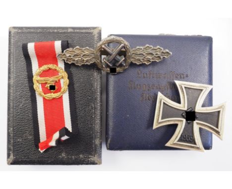 Nachlass eines Feldwebel der 5./ Jagdgeschwader 5 - Eismeerfront.1.) Eisernes Kreuz, 1939, 1. Klasse, 2.) Ehrenblattspange de