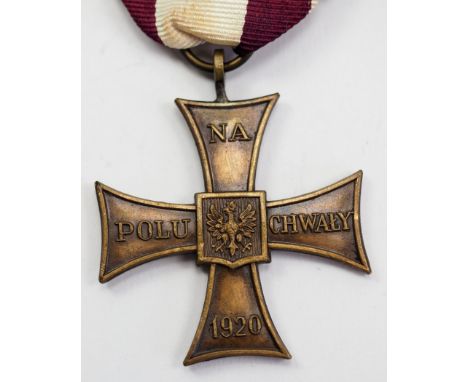Polen: Tapferkeitskreuz 1920.Bronze, am konfektionierten Bande.Zustand: I-II