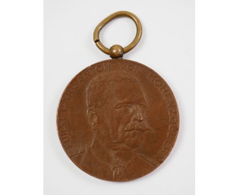Hohenzollern: Medaille zur Erinnerung an Fürst Carl Anton, in Bronze.Bronze.Insgesamt wurden 610 Medaillen in Bronze verliehe
