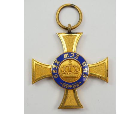Preussen: Kronenorden, 3. Modell (1871-1918), 4. Klasse - G.Bronze vergoldet, die Medaillons in Gold, emailliert, Zylinder G 