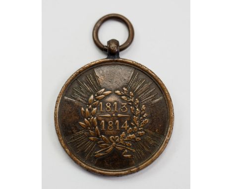 Preussen: Kriegsdenkmünze 1813 - runde Kreuzarmkanten. Bronze. Zustand: II