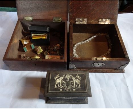 An early 20th century mahogany box with silver plated mounts, together with a further wooden box containing a quantity of mil