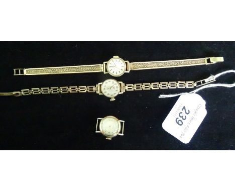 A lady's 9ct gold cased Rotary wristwatch with 9ct gold chain link strap, together with a lady's 9ct gold cased Tissot watch 