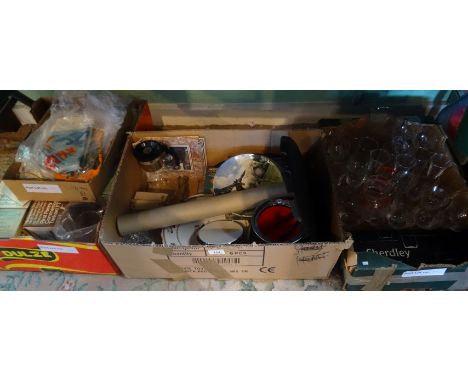 A mixed lot, to include: a quantity of Dartington commemorative tankards, linen tablecloths, a Corgi Classics Eddie Stobart t
