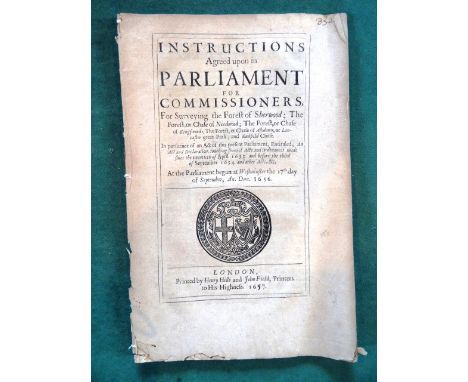 'Instructions agreed upon in Parliament for Surveying the Great Forests of England', published in 1657 while Oliver Cromwell 