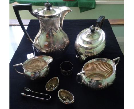 A Mappin & Webb silver part-tea set, comprising: teapot, twin handled sugar bowl and cream jug, Sheffield hallmarks 1898, tog