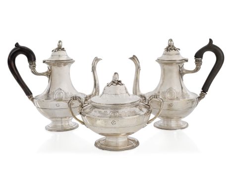  A 1ST CLASS TEA AND COFFEE SERVICE DESIGNED BY CHRISTOFLE FOR THE MESSAGERIES MARITIME LINE, CIRCA 1912comprising two pots a