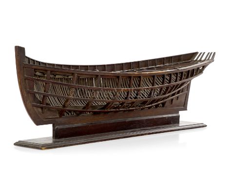 AN OPEN-FRAMED MODEL BELIEVED TO BE FOR THE BRIG ARETHUSA, MADE FOR AN ADMIRALTY COURT OF INQUIRY, CIRCA 1854modelled in stai