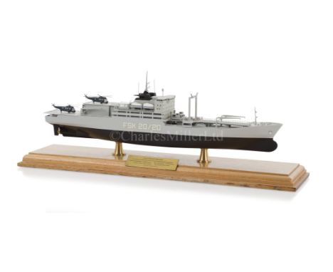 A 1:600 SCALE PROPOSAL DESK MODEL FOR THE RFA SHIP KING-20/20 BY BRITISH SHIP BUILDERS, CIRCA 1986with 13 in. metal hull with