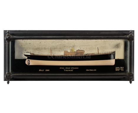 A 1:96 SCALE BUILDER’S MIRROR BACKED HALF BLOCK MODEL FOR THE S.S. FAUNUS BUILT BY SOUTHAMPTON NW FOR THE CONCORDIA STEAM SHI