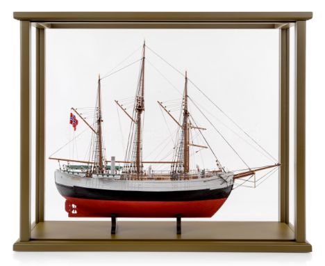 A FINELY DETAILED AND PRESENTED 1:75 SCALE MODEL OF THE ARCTIC AND POLAR EXPLORATION VESSEL FRAM [1892]the 20in. hull planked