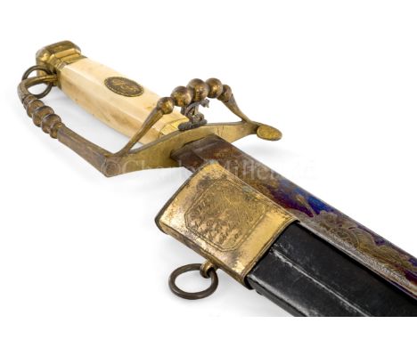 Ø A FIVE-BALL PATTERN HANGER FOR THE ROYAL NAVY BY S. BRUNN, LONDON, CIRCA 1790with 32in. straight steel blade blued and gilt