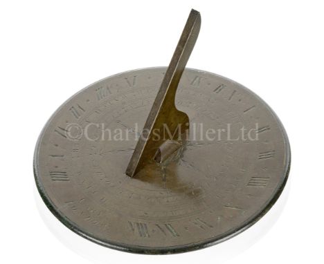 A 12IN. BRASS SUNDIAL BY CARY, LONDON, CIRCA 1800signed as per title and mounted on pad feet -- 8in. (20cm.) highOne of the t