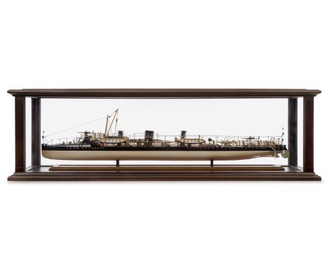 A FINE 1:48 SCALE BUILDER’S-STYLE MODEL FOR THE 30-KNOT TORPEDO BOAT DESTROYER H.M.S. WHITING BUILT BY PALMER'S YARD, JARROW 