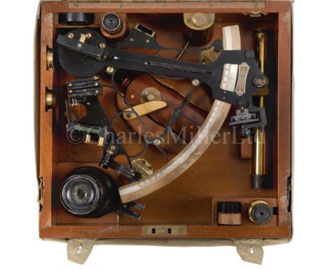 A 7IN. RADIUS BELL-FRAMED MICROMETER SEXTANT BY HEATH &amp; CO LTD, LONDON, CIRCA 1950the ebonised-brass bell frame with poli