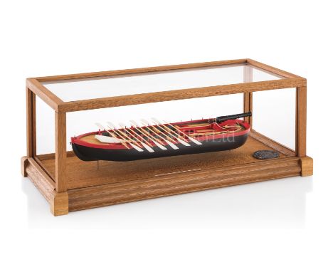 AN EXHIBITION STANDARD 1:48 SCALE MODEL OF A SHALLOW DRAFT GUN BOAT OF CIRCA 1782built by P. Danks with inboard buoyancy comp