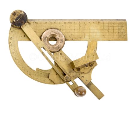 A RARE EXAMPLE OF 'CAPTAIN DOUGLASS'S REFLECTING PROTRACTOR' BY CHISLETT, LONDON, CIRCA 1850constructed in lacquered brass, t