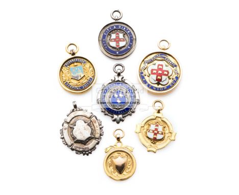 Seven medals relating to football in Yorkshire,comprising: a cased West Riding F.A. Senior County Cup winner's medal awarded 