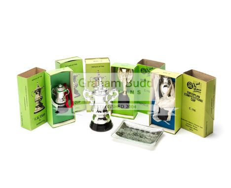 Five boxed Subbuteo Table Soccer football trophy replicas,all in original boxes, comprising the World Cup Jules Rimet Trophy 