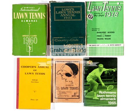 A collection of lawn tennis annuals,comprising: Gaze's Handbook All About Lawn Tennis 1922; Wisden's Who's Who In Lawn Tennis