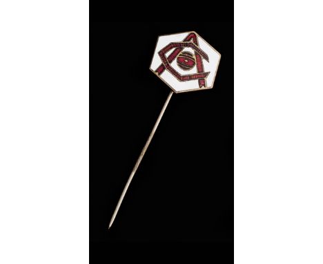 Rare Arsenal FC stick pin bearing the Art Deco style club crest,gilt-metal with red & white enamel