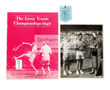 Wimbledon Lawn Tennis Championships programme for the men's singles final day in 1949,sold together with a period photograph 