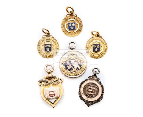 Five medals relating to football in East Anglia,including a 9ct. gold & enamel Norwich & Norfolk Hospital Cup 1936-37; three 